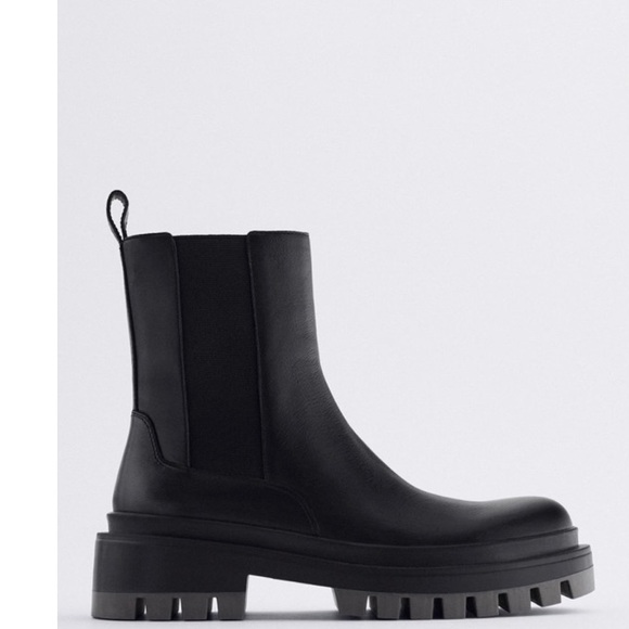 Zara Leather Lug Sole Ankle Boots - Picture 1 of 12
